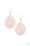 "Tour De Taj Mahal" Rose Gold Metal Scalloped Floral Filigree Earrings