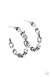 "Stronger Together" Silver Metal Chain Link Hoop Earrings