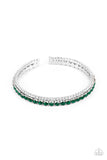 "Fairytale Sparkle" Silver Metal Green/White Rhinestone Flexible bracelet