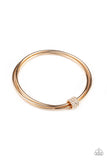 "Roll Out The Rhinestones" Gold Metal With White Rhinestone Bangle Bracelet