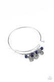 "Growing Strong" Silver Metal & Blue Beaded Inspirational Tension Bracelet