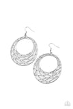 "Urban Lind Up" Silver Medal Crescent Crisscross Dangle Earrings