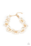 "Imperfectly Perfect" Gold Metal & White Pearl Cluster Clasp Bracelet