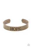 "Hope Makes The World Go Around" Antiqued Brass "HOPE" Inspirational Cuff Bracelet