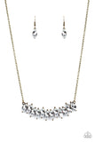 "Icy Intensity" Brass Metal & Clear/White Marquise Cut Rhinestone Necklace Set