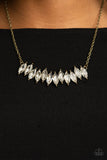 "Icy Intensity" Brass Metal & Clear/White Marquise Cut Rhinestone Necklace Set