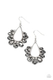 "Two Can Play That Game" Silver Metal & Smoky Grey/White Rhinestone Earrings