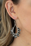 "Two Can Play That Game" Silver Metal & Smoky Grey/White Rhinestone Earrings