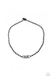 Paparazzi " Pull The Ripcord " Unisex Black Bead & Silver Metal Accent Urban Necklace