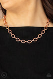 Paparazzi " Craveable Couture" Copper Metal Classic Chain Link Choker Necklace Set