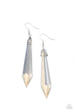 "Sharp Dressed Diva" Silver Metal Multi Iridescent Rainbow Drop Earrings