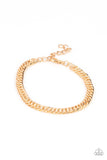 Paparazzi " Very Valiant " Men's Gold Diamond Cut Curb Chain Link Bracelet