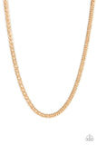 Paparazzi " Valiant Victor " Men's Gold Diamond Cut Curb Chain Link Necklace