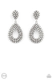 Paparazzi " Pack in the Pizzazz " Silver Metal & Clear/White Rhinestone Clip-On Earrings