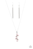 "Classically Clustered" Silver Metal Pink & Clear/White Rhinestone Necklace Set