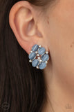 Paparazzi "Row Row Row Your Yacht" Silver Metal & Light Blue Cats Stone Clip-On Earrings