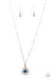 "Springtime Twinkle" Silver Metal & Blue Cat's Eye & White Rhinestone Necklace Set