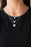 "Dewy Drizzle" Silver Metal & Icy Blue Iridescent Gem 3 Tier Necklace Set