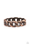 Paparazzi " Bold Move " Copper Metal & Large Textured Link Chain Hinged Bracelet