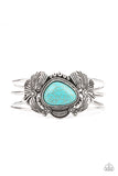 "Western Wonderland" Silver Metal Blue Crackle Turquoise Cuff Bracelet