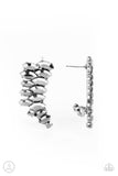 "Explosive Elegance" Silver Metal & Hematite Rhinestone Ear Climber Earrings