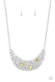 "Fabulously Fragmented" Silver Metal & Yellow Rhinestone Bib Necklace Set