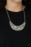 "Fabulously Fragmented" Silver Metal & Yellow Rhinestone Bib Necklace Set