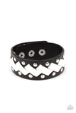 Paparazzi " Laces Loaded " Black & White LEATHER Laced Unisex Snap Bracelet