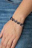 "Lustrous Luminosity" Silver Metal & Round Purple Rhinestone Clasp Bracelet