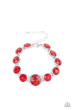 "Lustrous Luminosity" Silver Metal & Round Red Rhinestone Clasp Bracelet