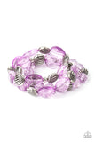 Paparazzi " Crystal Charisma " Purple & Silver Crystal And Bead Stretch Bracelet Set