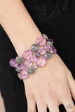 Paparazzi " Crystal Charisma " Purple & Silver Crystal And Bead Stretch Bracelet Set