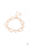 Paparazzi " All That Mod " Rose Gold Metal Irregular Shaped Circles " Y " Clasp Bracelet