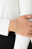 Paparazzi " All That Mod " Rose Gold Metal Irregular Shaped Circles " Y " Clasp Bracelet