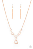 "So Mod" Rose Gold Metal With Irregular Shaped Circles " Y " Necklace Set