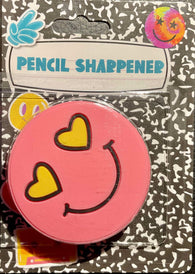 SMILE PRODUCTS: Smiley Face with Heart Shaped Eyes Pink Pencil Sharpener