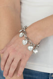 "Candy Heart Charmer" Silver Metal White Rhinestone Multi Heart Charm Bracelet