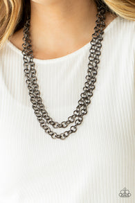 " Grunge Goals " Gunmetal Multi Chain & Multi Link Necklace