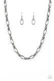 Paparazzi " Defined Drama " Black Metal Classic Large Fancy Chain Link Necklace Set