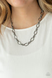 Paparazzi " Defined Drama " Black Metal Classic Large Fancy Chain Link Necklace Set