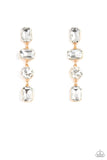 "Cosmic Heiress" Gold Metal & Multi Shape White/Clear Rhinestone Earrings