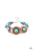 "Bodaciously Badlands" Silver Metal Orange & Blue Crackle Stone Clasp Bracelet