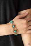 "Bodaciously Badlands" Silver Metal Orange & Blue Crackle Stone Clasp Bracelet