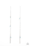 Paparazzi " Dauntlessly Dainty " Silver Metal & Blue Beaded LONG Tassel Earrings