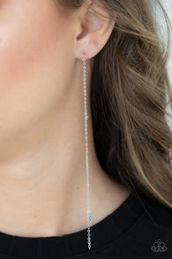 Paparazzi " Dauntlessly Dainty " Silver Metal & Blue Beaded LONG Tassel Earrings