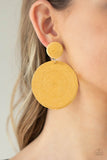 "Circulate the Room" Yellow Twine Cords Wrapped Post Earrings