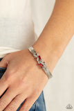 "A Chic Clique" Silver Metal With Red & White Rhinestones Cuff Bracelet