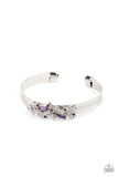 Paparazzi " A Chic Clique " Silver Metal Purple, White & Black Rhinestone Cuff Bracelet