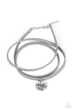 "Wonderfully Worded" Gray Leather Triple Wrap FAITH Charm Clasp Bracelet