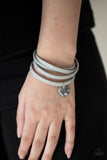 "Wonderfully Worded" Gray Leather Triple Wrap FAITH Charm Clasp Bracelet